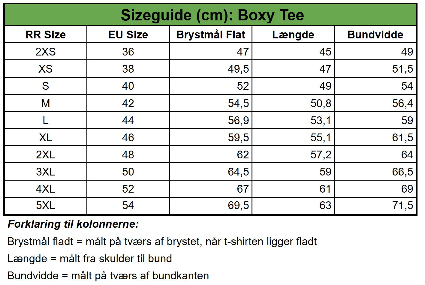 Størrelsesguide
