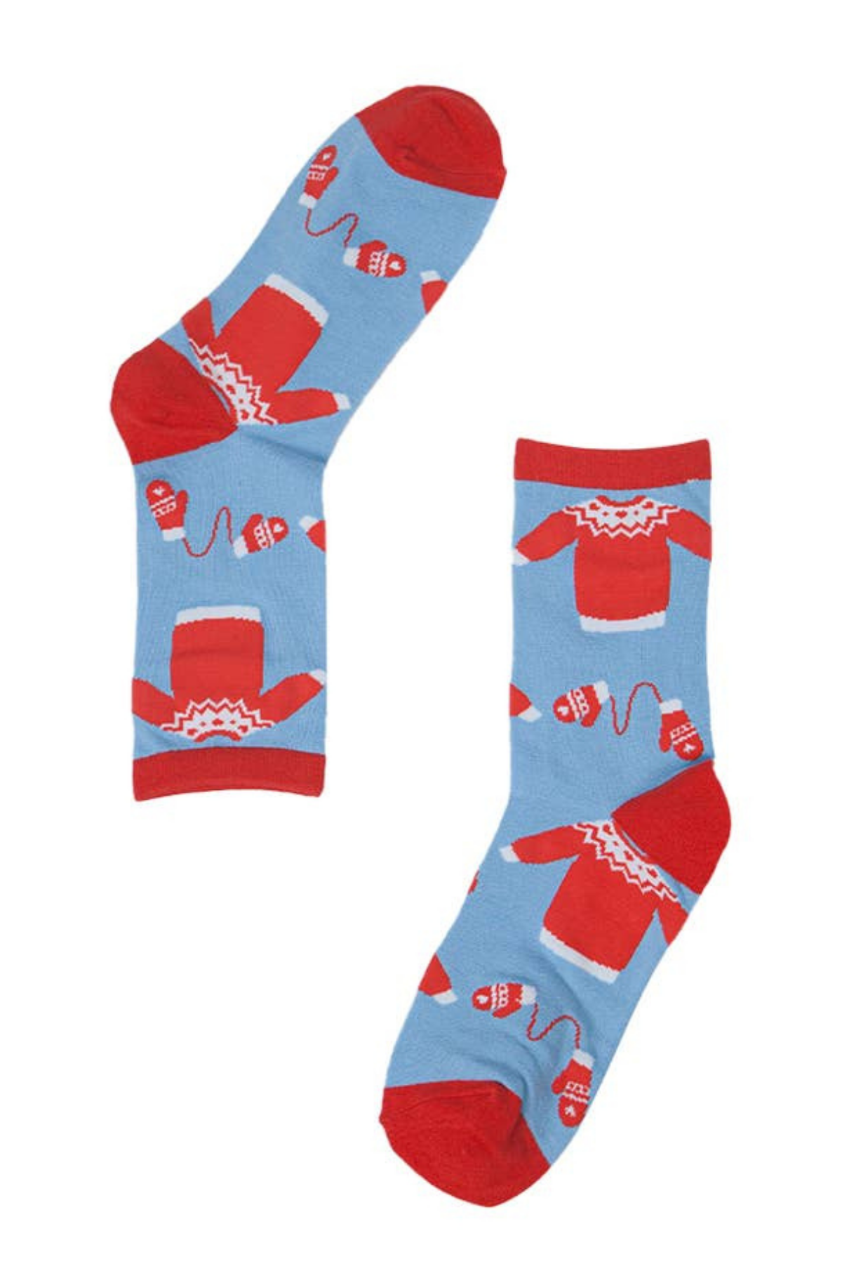 Sock Talk Festive Sweater & Mittens bambusstrømper – fladlagt billede