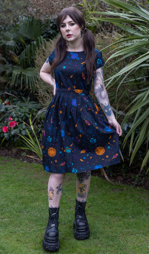 Cosmic Space Tea Dress Mørkeblå