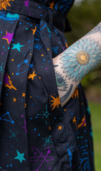 Cosmic Space Tea Dress Mørkeblå
