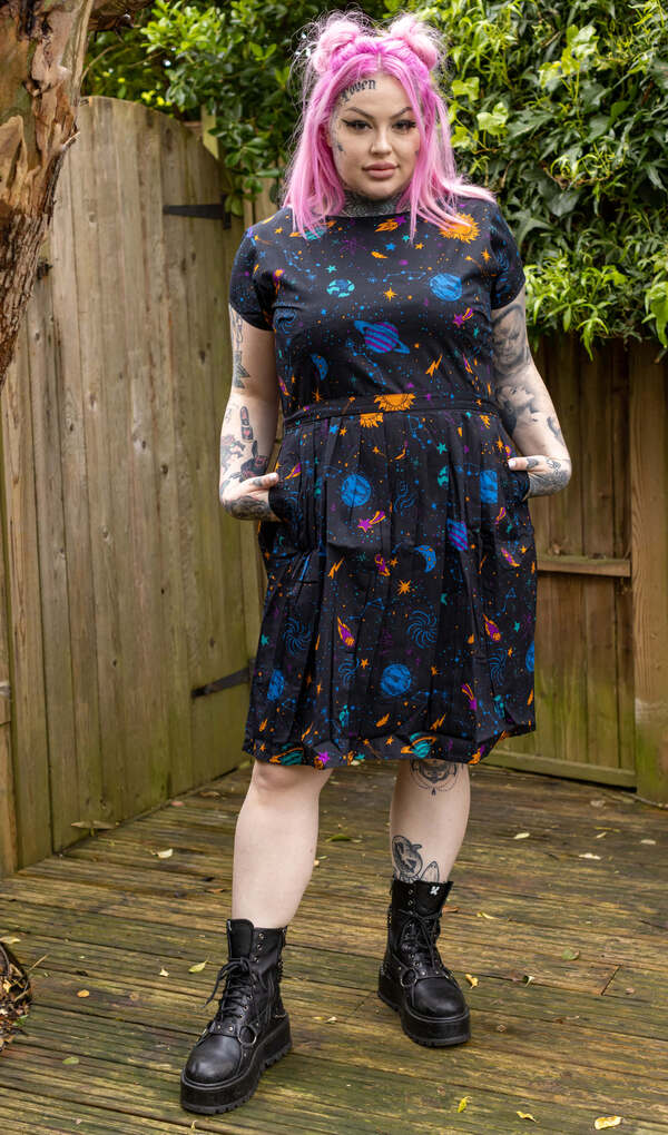 Cosmic Space Tea Dress Mørkeblå