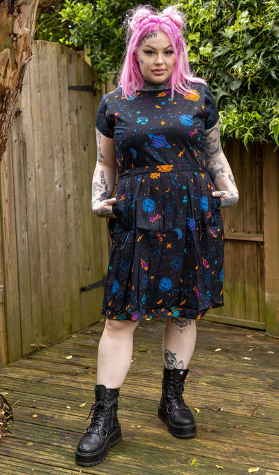 Cosmic Space Tea Dress Mørkeblå