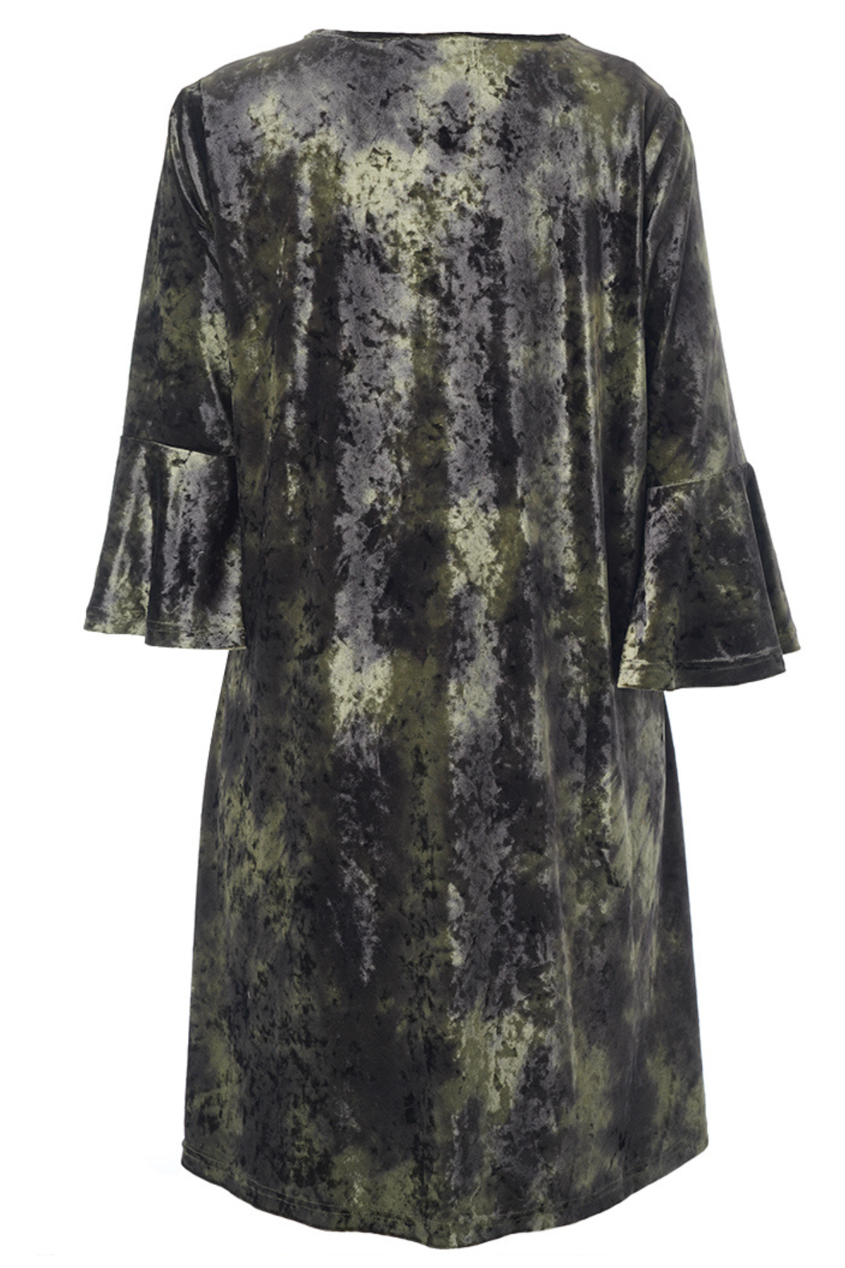 Produktfoto af STUDIO Helda Velourkjole grøn – set bagfra.