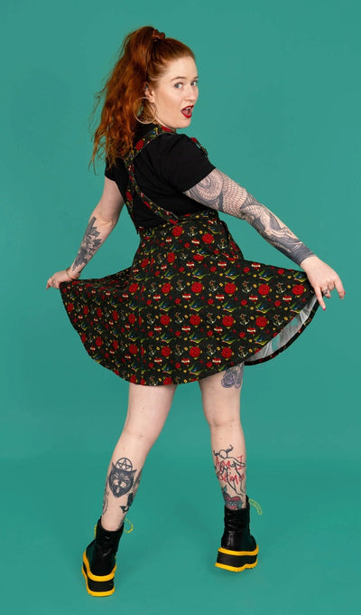 Flared Pinafore Dress Retro Old School Tattoo